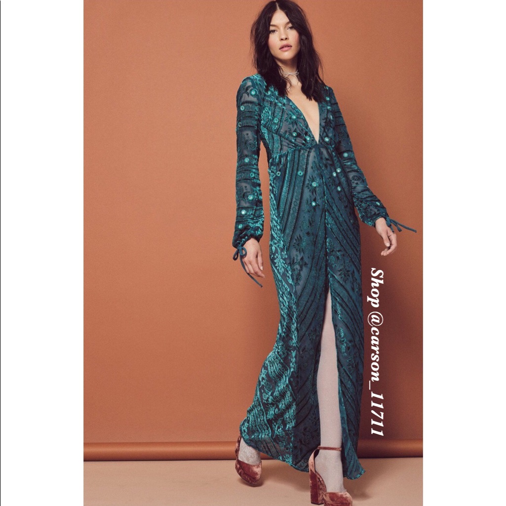 Nwt For Love & Lemons J’adore Maxi Emerald Xs